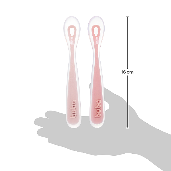 Kit 2 Colheres em Silicone Fase 1 Rosa - Buba