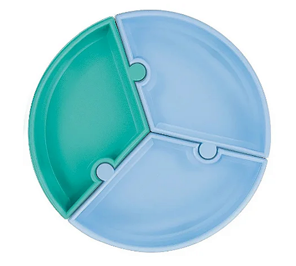 Prato Encaixe Puzzle- Verde e Azul- Minikoioi