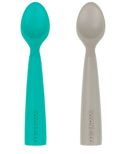 Colheres em Silicone Scooper Aqua Green/Powder Grey - Minikoioi