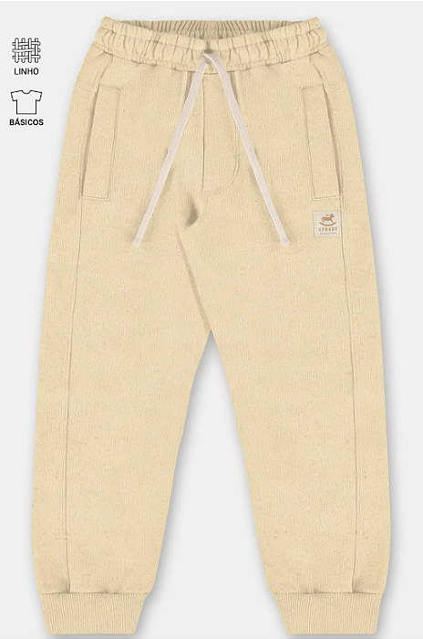 Calça em Moletom Linho Amarelo Melão