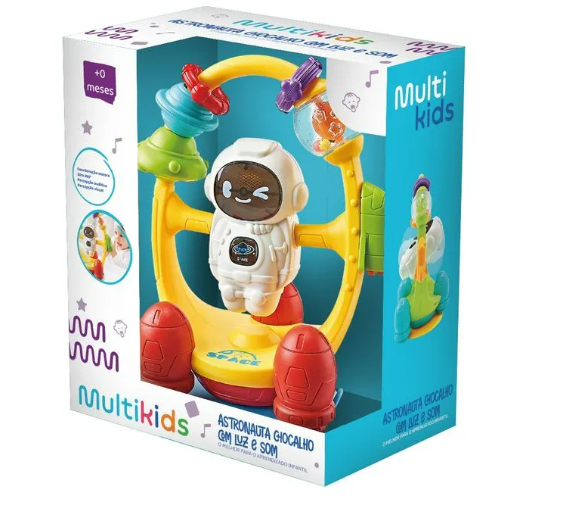 Astronauta Chocalho com Luz e Som Primeira Infância Multikids