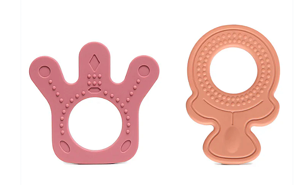 Kit 2 Mordedores de Silicone Texturizado Rosa