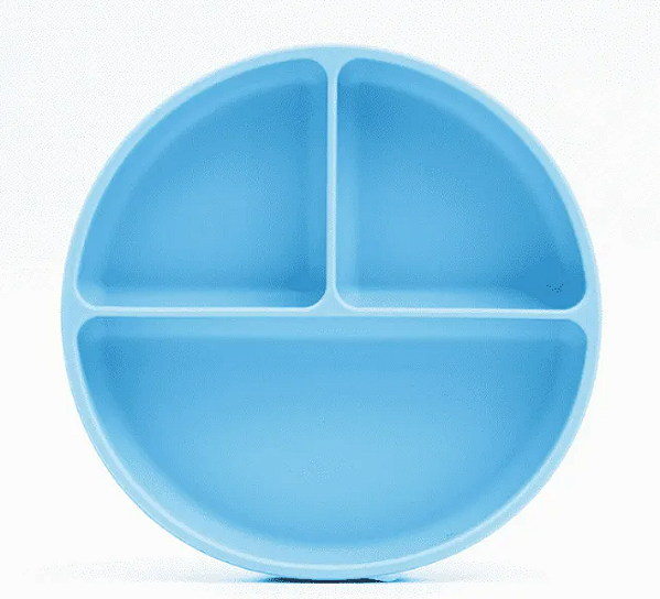 Prato Infantil Silicone com Divisórias e Ventosa Azul Petit Piá