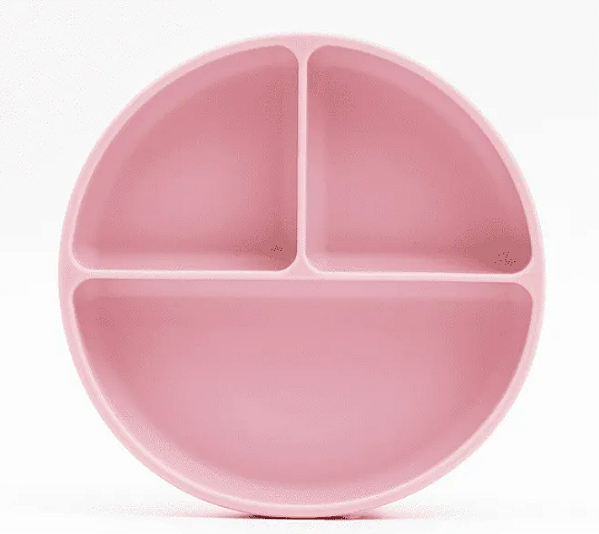 Prato Infantil Silicone com Divisórias e Ventosa Rosa Petit Piá