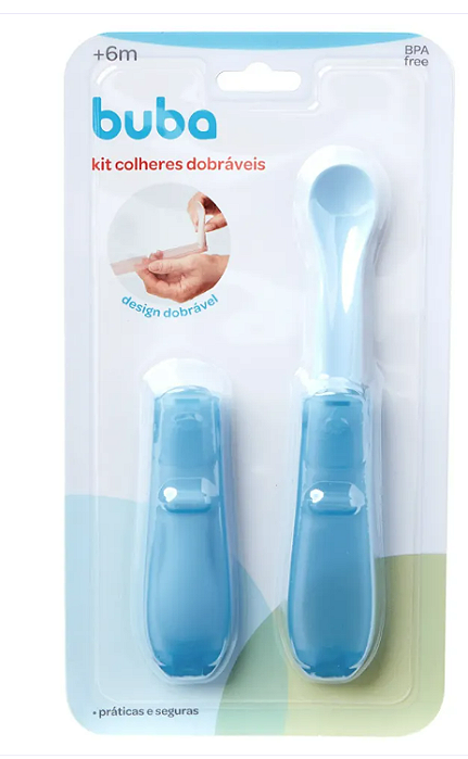 Kit 2 Colheres Dobráveis Azul