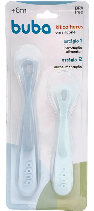 Kit 2 Colheres em Silicone Fase 1 Azul - Buba