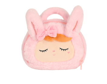 Bolsa Metoo Plush Coelha Rosa Com Laço e Alça De Mão