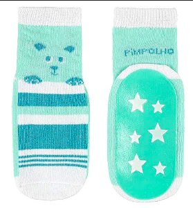 Meia Antiderrapante Verde Urso