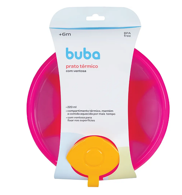 Prato Térmico Com Ventosa Rosa - Buba