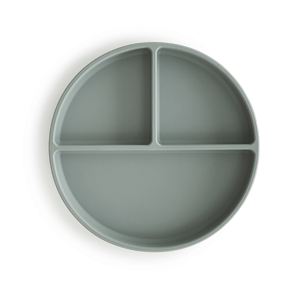 Prato de Silicone com Divisórias e Ventosa Verde Mushie