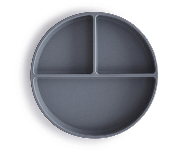 Prato de Silicone com Divisórias e Ventosa Azul Mushie