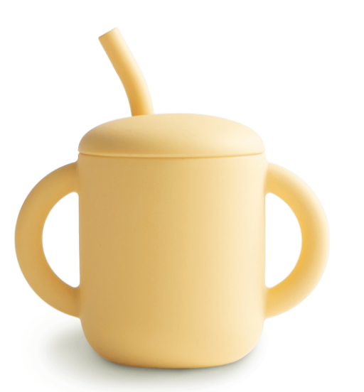 Copo de Treinamento com Canudo de Silicone Amarelo Mushie