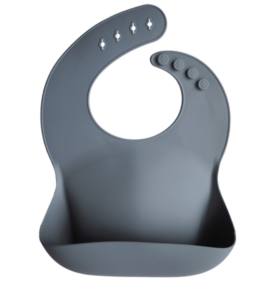 Babador Cata Migalhas em Silicone Azul - Mushie