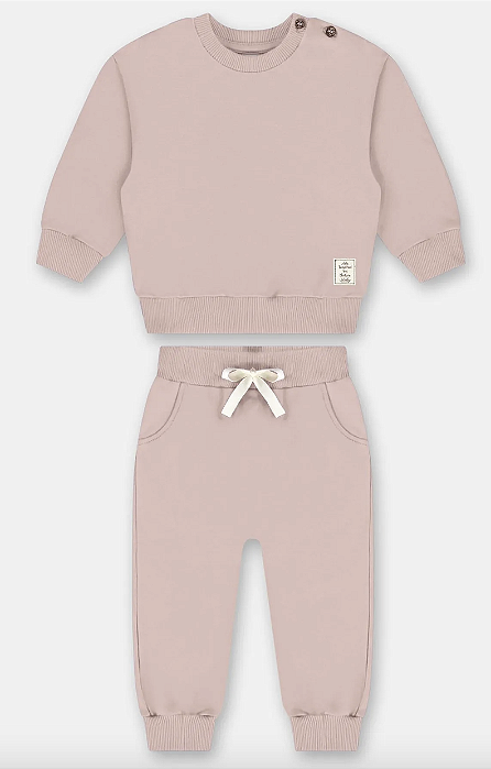 Conjunto com Blusão e Calça Nature para Bebê Rosa