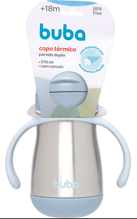 Garrafa Térmica Com Alças Parede Dupla Azul 270ml - Buba
