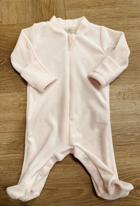 Macacão em Plush Zíper - Rosa Bebê