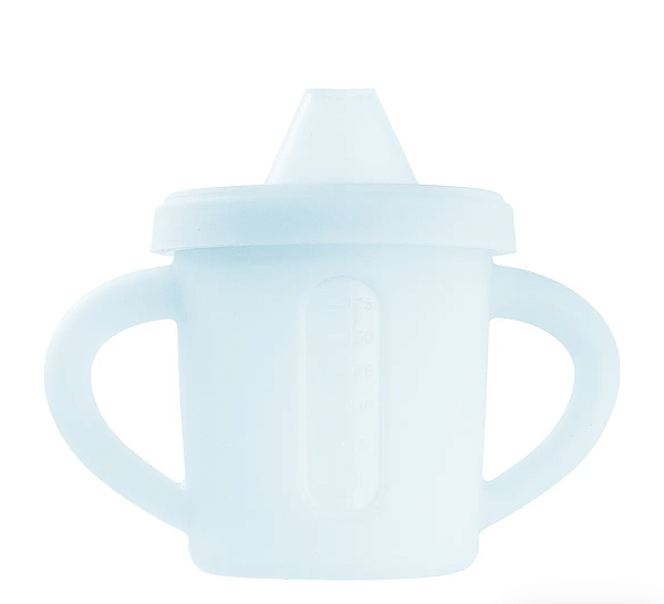 Copo de treinamento de silicone com bico e visor 175ml Azul