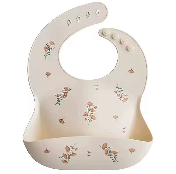Babador em Silicone Flores