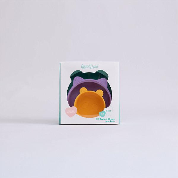 Kit 3 Bowls de Silicone Coloridos  - Petit Piá
