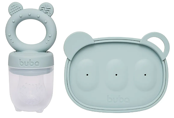 Kit Porta-Frutinha e Forminha em Silicone Verde - Buba