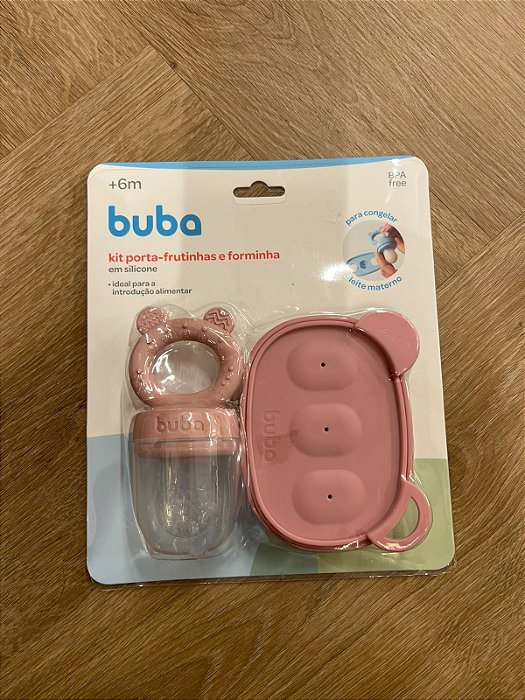 Kit Porta-Frutinha e Forminha em Silicone Rosa - Buba