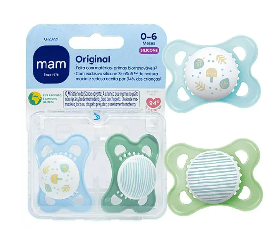 Chupeta Mam Original 0-6 Meses Dupla Menino - Mam