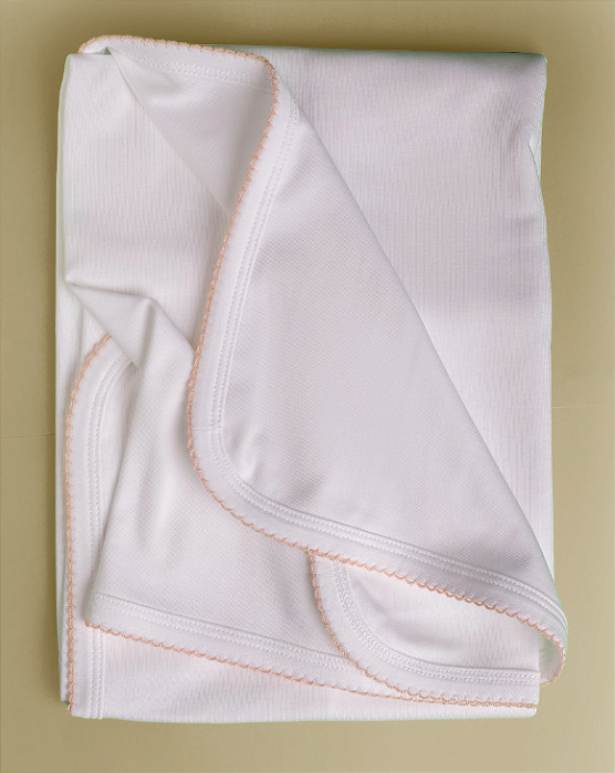 Manta Lisa com Picueta Salmão - Branco Liso