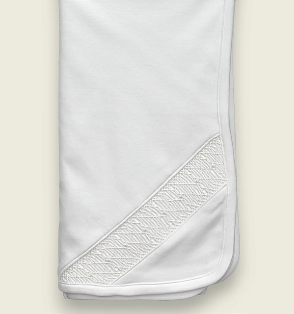 Manta Smock Bordado Branco Menino
