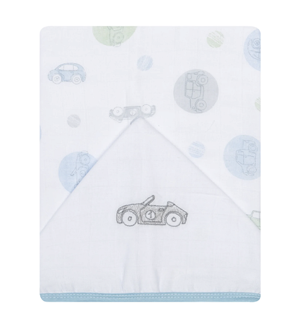 Toalha De Fralda 1 Camada Papi Soft C/ Capuz Bordado 1,10M X 90Cm - Corrida de Carros