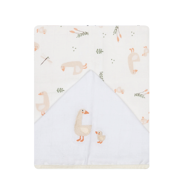 Toalha De Fralda 1 Camada Papi Soft C/ Capuz Bordado 1,10M X 90Cm - Passeio dos Patinhos