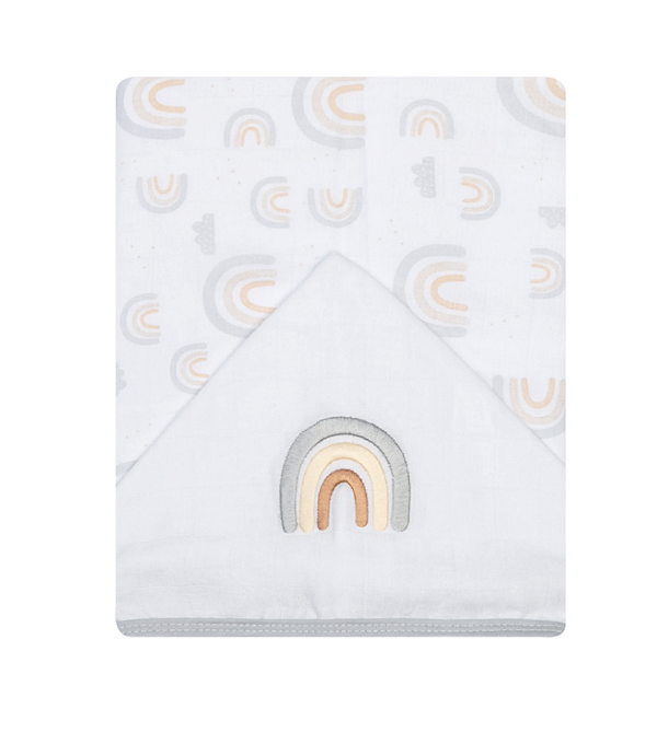 Toalha De Fralda 1 Camada Papi Soft C/ Capuz Bordado 1,10M X 90Cm - Reino Arco Iris