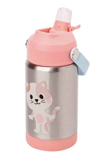 Garrafa Térmica com Canudo Zoo Gatinha
