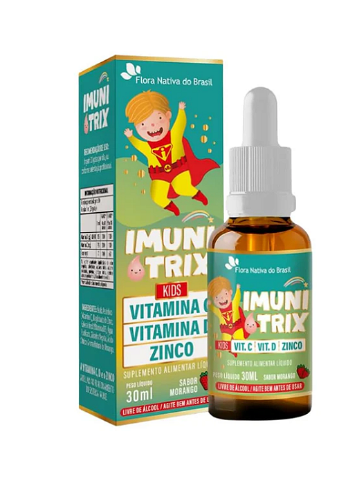 FLORA NATIVA, IMUNITRIX (Vit. C +D+Zinco) 30ml Sabor Morango KIDS