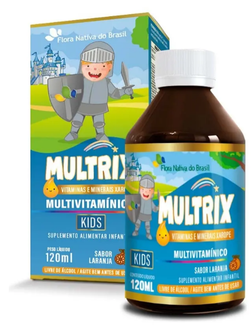 Multivitamínico Líquido Infantil Flora Nativa Multrix Kids Sabor Laranja 120ml