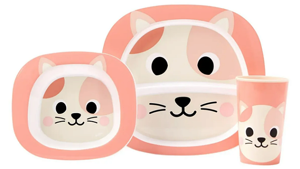Kit Refeição Bebê Buba Zoo Cachorro 3 Peças Gatinha