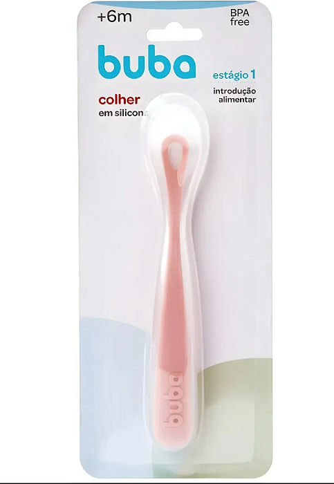 Colher em Silicone Rosa Escuro Estagio 1 - Buba