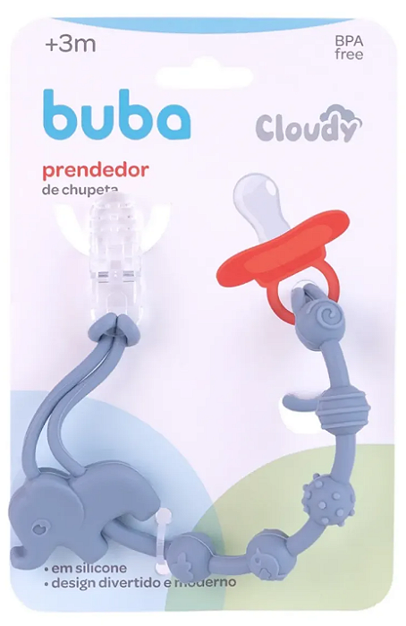 Prendedor de Chupeta em Silicone Cloudt Elefante Azul - Buba