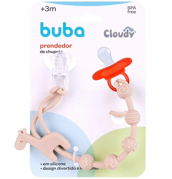 Prendedor de Chupeta em Silicone Cloudt Girafa Bege - Buba