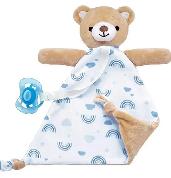 Ursinho com Prendedor de Chupeta Soninho Azul