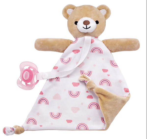 Ursinho com Prendedor de Chupeta Soninho Rosa
