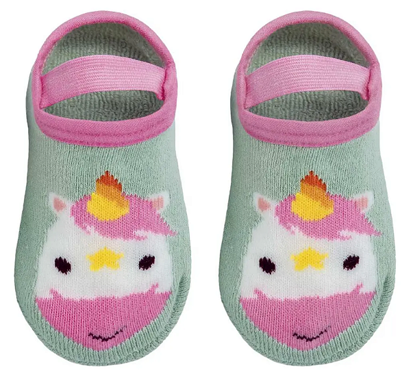 Meia Sapatilha Antiderrapante Unicornio 1 A 3 Anos 14280 - Buba