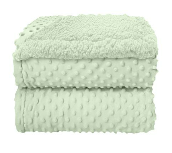 Cobertor Puro Bebê Popcorn com Sherpa Verde