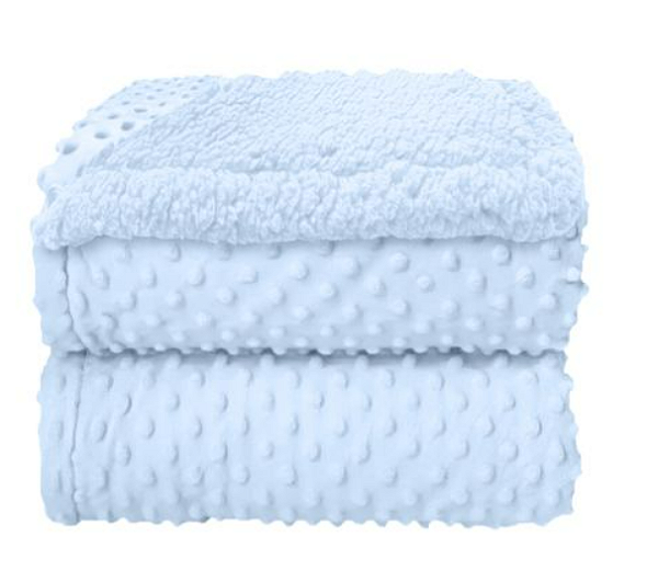 Cobertor Puro Bebê Popcorn com Sherpa Azul