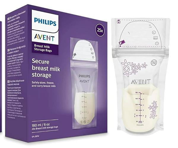 Sacos de Armazenamento de Leite Materno Philips Avent Transparentes 25 unidades de 180ml SCF603/25