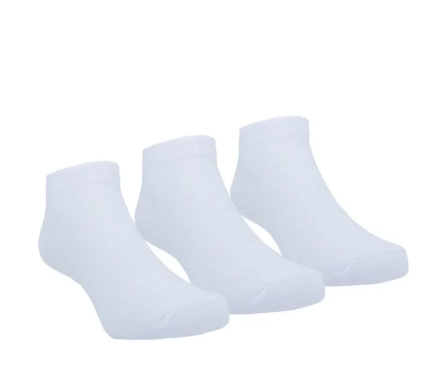 Kit meia lisa 3 prs/tag cano baixo 26-30 branca unissex Pimpolho