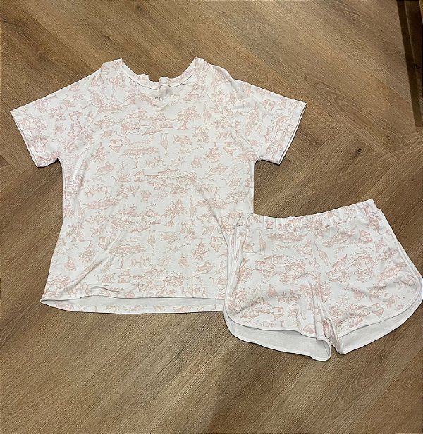 Pijama Adulto Feminino Curto Rosa