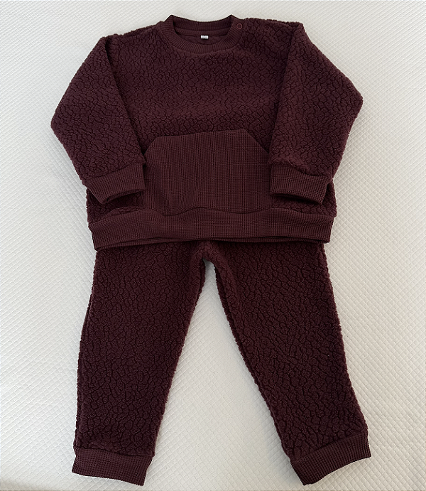 Conjunto de Moletom Bordô