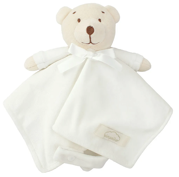 Naninha Baby Urso Branco com Prendedor de Chupeta - Pimpolho