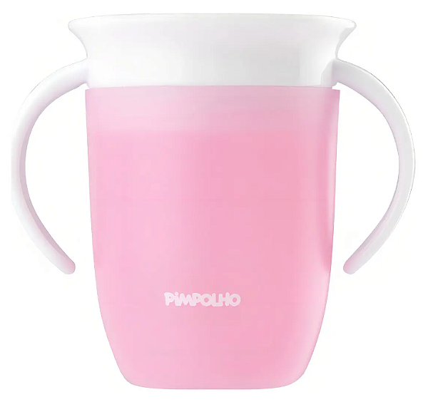 Copo Transição Treinamento 360 Antivazamento Sem Bico +6m Cor Rosa Liso