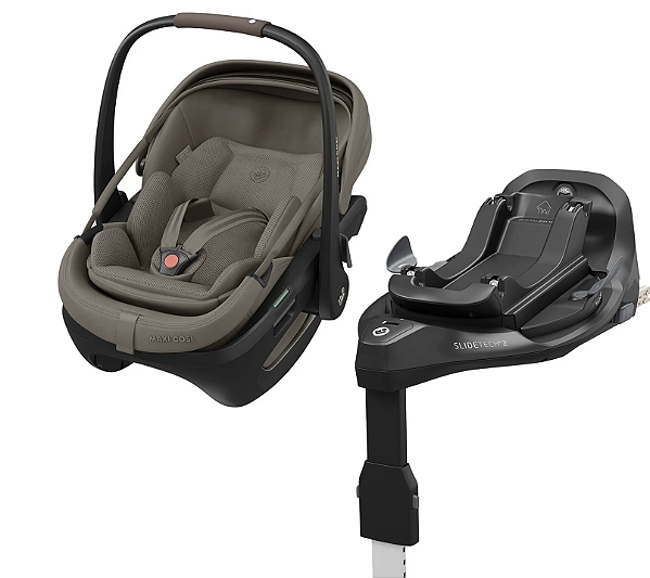 Bebê Conforto Coral Slide Pro + Base Slide Pro Oak Truffle
